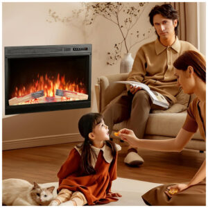 ectq9f13lpl80b_6 jpg - Lareira Elétrica de Embutir A66x86L Digital, Luz LED, Chama Ajustável 3D e Temporizador, 1500W, 110v, XBEAUTY, Preto