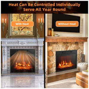 ectq9qjry9z70b_3 jpg - Lareira Elétrica de Embutir A44x48L com Controle Remoto e Luz de LED, 1400W, 110v, TANGKULA, Preto