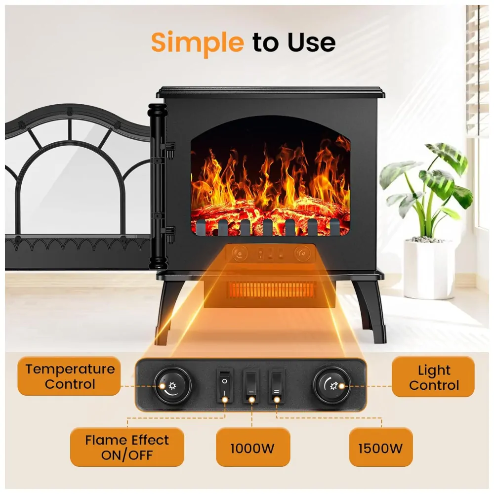 ectq9qqq1xfc0b_2 jpg - Lareira Elétrica Portátil Infravermelho com Chamas Realistas e 20 Opções de Aquecimento, 110V 1500W, Joy Pebble, Preta