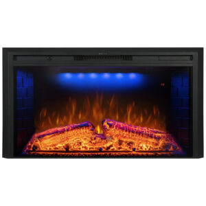 Lareira Elétrica de Embutir A69x109L com Crepitação de Som, 110V 1500W, Benrocks, Preta