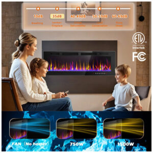 ectqb54lvwpb0b_2 jpg - Lareira Elétrica de Embutir A45x182L com Controle Remoto e Temporizador, 110V 1500W, LEMBERI, Preta