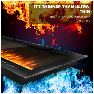 ectqb54lvwpb0b_3 jpg - Lareira Elétrica de Embutir A45x182L com Controle Remoto e Temporizador, 110V 1500W, LEMBERI, Preta