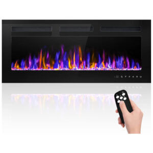 Lareira Elétrica de Embutir A43x101L com Controle Remoto e Temporizador, 110V, BETELNUT, Preta