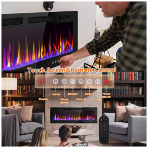 ectqbmxtkwpb0b_1 jpg - Lareira Elétrica de Embutir A46x152L com Temporizador, Chamas Ajustável e Tela Sensível ao Toque, LEMBERI, Preta