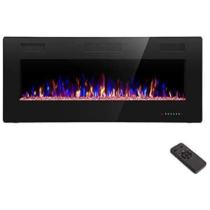 Lareira Elétrica de Embutir A45x106L com Controle Remoto e Temporizador, 110V, R.W.FLAME, Preta