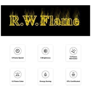 Lareira Elétrica de Embutir A45x106L com Controle Remoto e Temporizador, 110V, R.W.FLAME, Preta