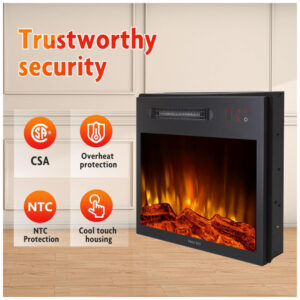 Lareira Elétrica de Embutir A42x48L, com Controle Remoto Chamas Ajustáveis, 1000W, 110v, MOCIFI F18 17LT, Preto