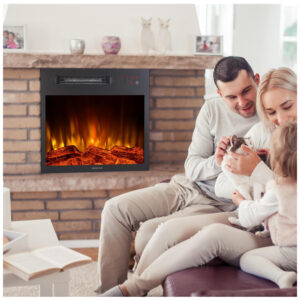 Lareira Elétrica de Embutir A42x48L, com Controle Remoto Chamas Ajustáveis, 1000W, 110v, MOCIFI F18 17LT, Preto