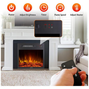 Lareira Elétrica de Embutir A42x48L, com Controle Remoto Chamas Ajustáveis, 1000W, 110v, MOCIFI F18 17LT, Preto