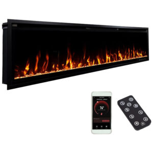 Lareira Elétrica de Embutir A44x182L cm com Controle Remoto, Opções de Cores, Compatível Alexa e Google Assistant, 110V, Modern Ember, Preta