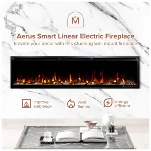 Lareira Elétrica de Embutir A44x182L cm com Controle Remoto, Opções de Cores, Compatível Alexa e Google Assistant, 110V, Modern Ember, Preta