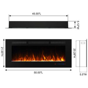 ectqcfqz4y6d0b_4 jpg - Lareira Elétrica Inteligente de 127 cm com Wi Fi, 5 Ajustes de Chama, Troncos ou Cristais, Controle de Temperatura por Painel Touch, Masarflame