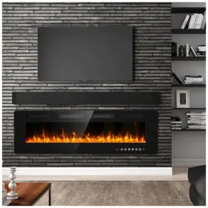 ectqcjrkkldb0b_1 jpg - Lareira Elétrica BREEZEHEAT 152 cm, Montada na Parede Independente, com Aquecedor, Controle Remoto, Tela Touch, Chama LED, Timer 8h, 750w 1500w.