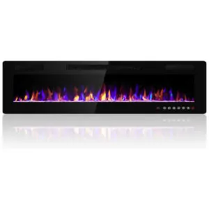 ectqctjm2ps90b_0 jpg - Lareira Elétrica de Embutir A45x172L com Controle Remoto e Digital, Luz LED, Chamas Multicolorida e Temporizador, 1500W, 110v, ELECTACTIC 868C3, Preto