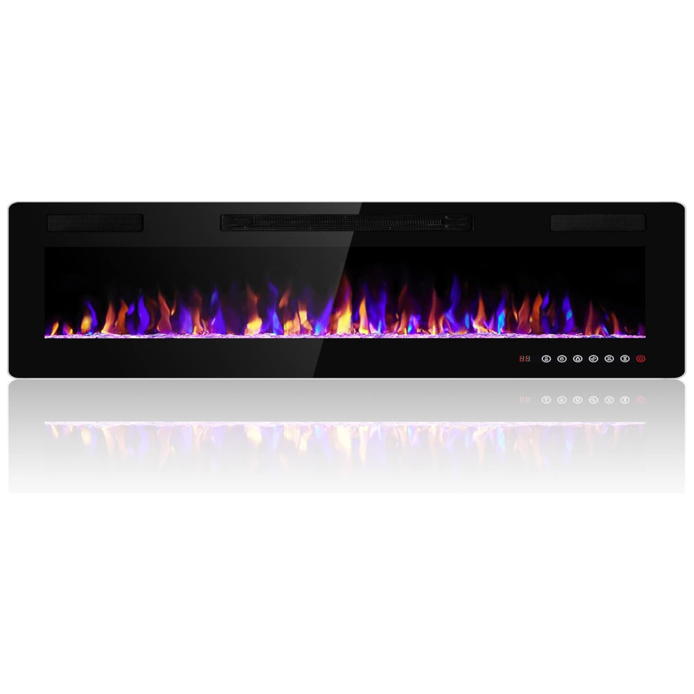 ectqctjm2ps90b_0 jpg - Lareira Elétrica de Embutir A45x172L com Controle Remoto e Digital, Luz LED, Chamas Multicolorida e Temporizador, 1500W, 110v, ELECTACTIC 868C3, Preto