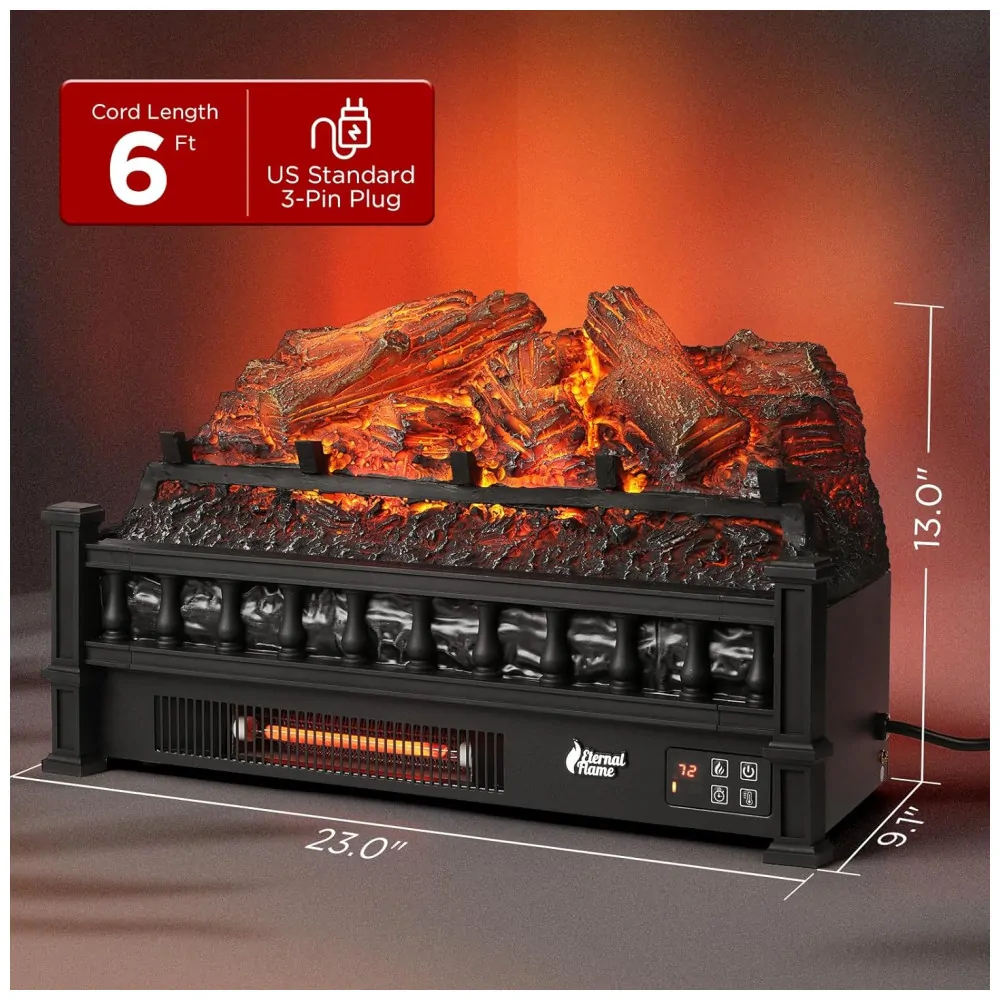 ectqcvf2vg7c0b_4 jpg - Lareira Elétrica Ecológica 23 58 cm com Controle Remoto, Cama de Brasa de Limão Realista, Termostato e Temporizador, 110V 1500W, TURBRO EF23 LGBK, Preta