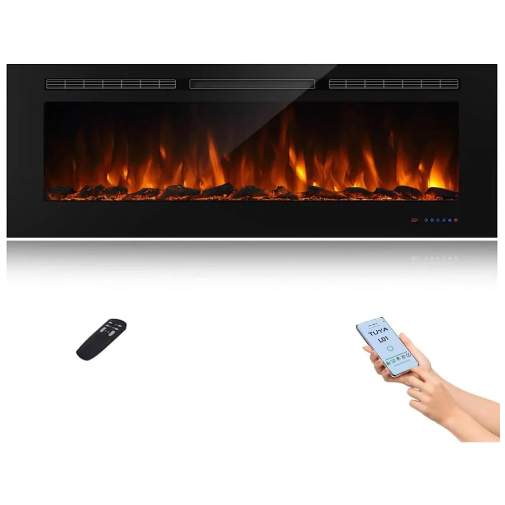 ectqcw8zfy6d0b_0 jpg - Lareira Elétrica Inteligente de 152 cm com Wi Fi, 5 Ajustes de Chama, Troncos ou Cristais, Controle de Temperatura por Painel Touch, Masarflame