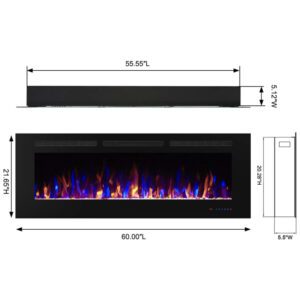 ectqcw8zfy6d0b_4 jpg - Lareira Elétrica Inteligente de 152 cm com Wi Fi, 5 Ajustes de Chama, Troncos ou Cristais, Controle de Temperatura por Painel Touch, Masarflame