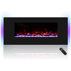 ectqd43gytw90b_0 jpg - Lareira Elétrica de Embutir A45x106L com Controle Remoto, Alto Falante e Chama Ajustável com Conexão USB e AUX, 110v, CHEERWAY, Preto