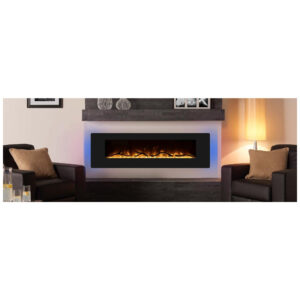 ectqd43gytw90b_7 jpg - Lareira Elétrica de Embutir A45x106L com Controle Remoto, Alto Falante e Chama Ajustável com Conexão USB e AUX, 110v, CHEERWAY, Preto