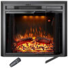 Lareira Elétrica de Embutir A53x64L cm com Controle Remoto, Porta de Vidro, Tela de Malha, Som de Crepitação de Fogo, 3 Cores de Chamas Ajustáveis e Luz Superior, 110V 1500W, Velaychimney, Preta