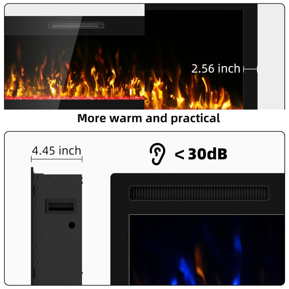 ectqdbx9t6cd0b_5 jpg - Lareira Elétrica 173 cm, Revestimento Ultra Estreito, Montada na Parede, com Controle Remoto, Tela Touch, Aquecedor 1500W.Eueiriup