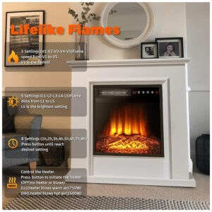 ectqf4mz7r2b0b_2 jpg - Lareira Elétrica de Embutir Compacta Portátil A44x45L cm com 5 Níveis de Brilho, Temporizador, Controle Remoto e Digital, 110V 1500W, BOSSIN, Preta