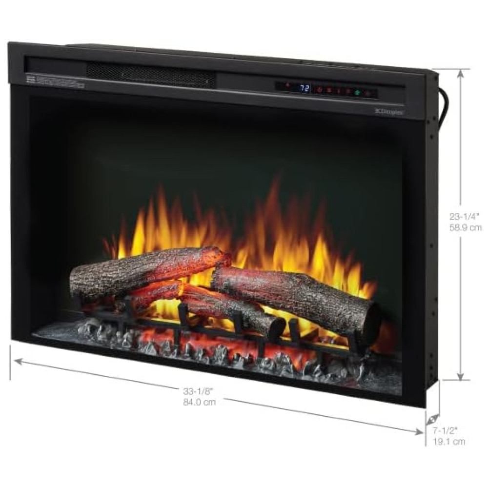 ectqf6gfpbfb0b_2 jpg - Lareira Elétrica de Embutir A58x84L com Controle Remoto e Chamas Multicolorida, 110V, Dimplex XHD33L, Preta