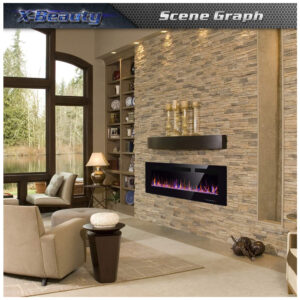 ectqfbbmws280b_2 jpg - Lareira Elétrica Xbeauty de 76 cm, Embutida ou de Parede, Linear, Ultrafina e Leve, LED, Tela Touch, Controle Remoto, 1500W