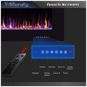 ectqfbbmws280b_3 jpg - Lareira Elétrica Xbeauty de 76 cm, Embutida ou de Parede, Linear, Ultrafina e Leve, LED, Tela Touch, Controle Remoto, 1500W