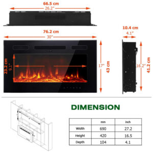 ectqfbhf7xh80b_5 jpg - Lareira Elétrica Maxhonor de Embutir A43x76L com Controle Remoto, 110V, 1500W, Preta