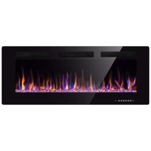 Lareira Elétrica de Embutir A46x91L, com Controle Remoto e Tela Sensível ao Toque, 1500W, 110v, XBEAUTY, Preto