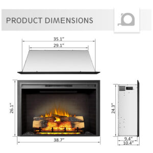 ectqflcwmg390b_2 jpg - Lareira Elétrica de Embutir A66x98L com Controle Remoto, Luz de LED e Som de Fogo, 1500W, 110v, LEGEND FLAME EF265, Preto