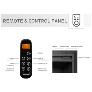 ectqflcwmg390b_4 jpg - Lareira Elétrica de Embutir A66x98L com Controle Remoto, Luz de LED e Som de Fogo, 1500W, 110v, LEGEND FLAME EF265, Preto