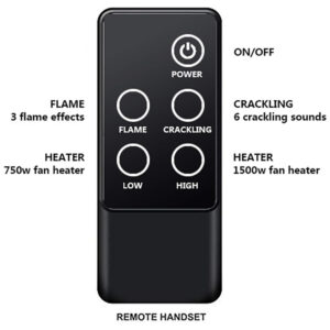 ectqfncnjdl80b_2 jpg - Lareira Elétrica de Embutir A62x71L cm com Controle Remoto e Som de Crepitação de Fogo, 110V 1500W, RICHFLAME, Preta