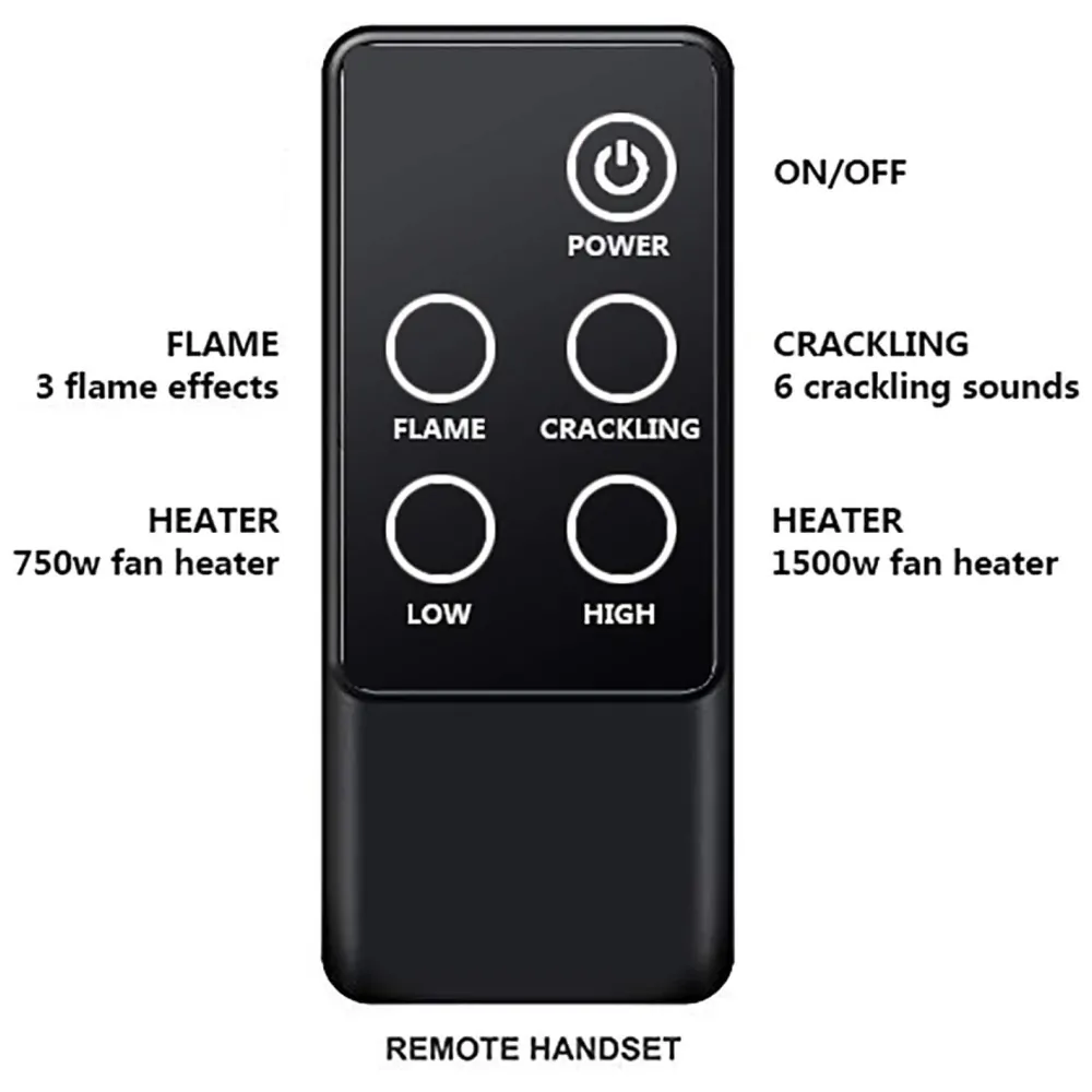 ectqfncnjdl80b_2 jpg - Lareira Elétrica de Embutir A62x71L cm com Controle Remoto e Som de Crepitação de Fogo, 110V 1500W, RICHFLAME, Preta