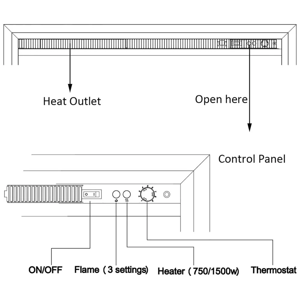 ectqfncnjdl80b_3 jpg - Lareira Elétrica de Embutir A62x71L cm com Controle Remoto e Som de Crepitação de Fogo, 110V 1500W, RICHFLAME, Preta