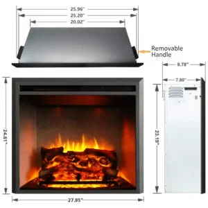 ectqfncnjdl80b_4 jpg - Lareira Elétrica de Embutir A62x71L cm com Controle Remoto e Som de Crepitação de Fogo, 110V 1500W, RICHFLAME, Preta