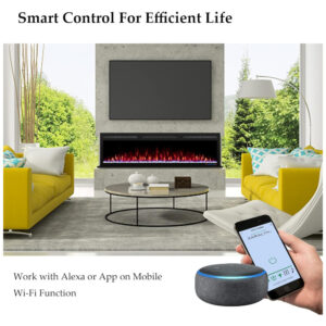 ectqfvz155z90b_1 jpg - Lareira Elétrica de Embutir A44x182L com Controle por APP e Chamas Multicoloridas, 110V 1500W, Dreamflame, Preta