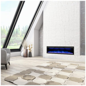 ectqfvz155z90b_6 jpg - Lareira Elétrica de Embutir A44x182L com Controle por APP e Chamas Multicoloridas, 110V 1500W, Dreamflame, Preta