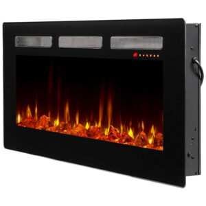ectqg1fbfps70b_0 jpg - Lareira Elétrica de Embutir A49x121L cm com Controle Remoto, Chamas Realistas e Cama de Brasa Ajustável, 110V 1400W, Dimplex, Preta