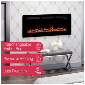 ectqg1fbfps70b_3 jpg - Lareira Elétrica de Embutir A49x121L cm com Controle Remoto, Chamas Realistas e Cama de Brasa Ajustável, 110V 1400W, Dimplex, Preta