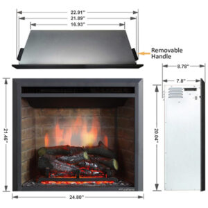 Lareira Elétrica de Embutir A54x62L com Controle Remoto, 1500W, 110v, PURAFLAME EF42D FGF, Preto