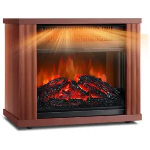 Lareira Elétrica com Chamas 3D Ajustáveis, 1500W, 110v, LifePlus, Marrom