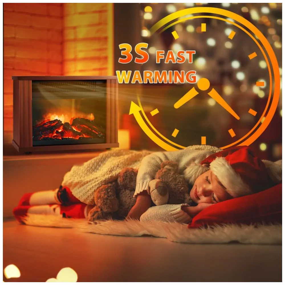 Lareira Elétrica com Chamas 3D Ajustáveis, 1500W, 110v, LifePlus, Marrom