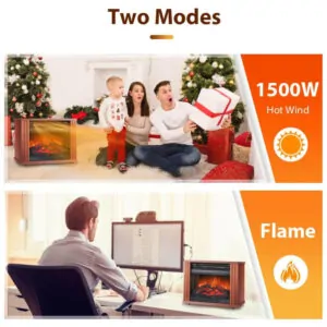 Lareira Elétrica com Chamas 3D Ajustáveis, 1500W, 110v, LifePlus, Marrom