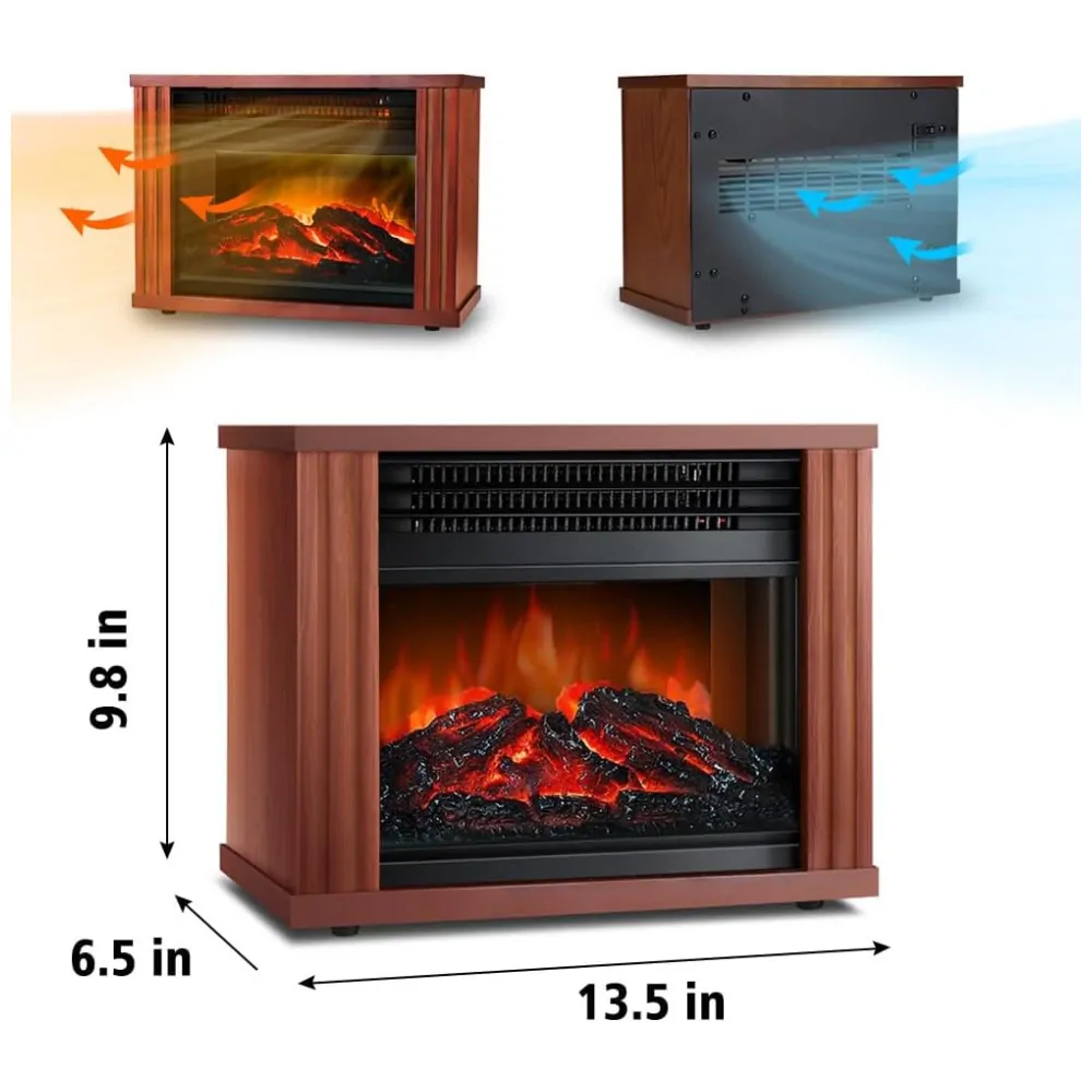 Lareira Elétrica com Chamas 3D Ajustáveis, 1500W, 110v, LifePlus, Marrom