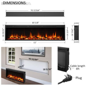 ectqgt5px6590b_5 jpg - Lareira Elétrica de Embutir A45x182L com Controle Remoto, 110V, LegendFlame, Preta
