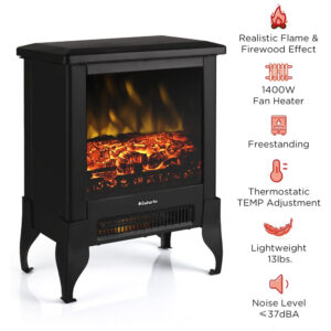 Lareira Elétrica Realista Portátil 1400W, TURBRO Suburbs TS17, Preto