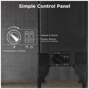 Lareira Elétrica Realista Portátil 1400W, TURBRO Suburbs TS17, Preto